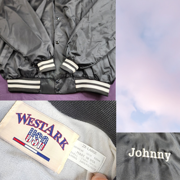 Vtg West Ark USA Made Black White Snap Button Off Road Bomber Jacket XXL - Picture 4 of 5